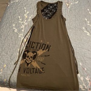Affliction Mini Dress, Size Small Olive Green. NWOT!